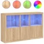 Sideboard with LED lights Sonoma oak 162x37x100 cm by , Sideboards - Ref: Foro24-3209144, Price: 221,09 €, Discount: %