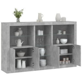 Concrete gray sideboard with LED lights 162x37x100 cm by , Sideboards - Ref: Foro24-3209173, Price: 206,34 €, Discount: %
