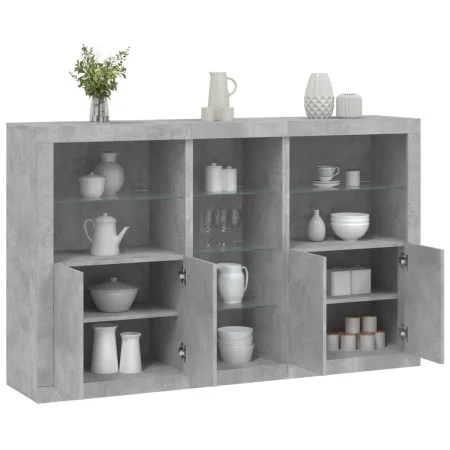 Concrete gray sideboard with LED lights 162x37x100 cm by , Sideboards - Ref: Foro24-3209173, Price: 200,99 €, Discount: %