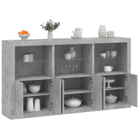 Concrete gray sideboard with LED lights 181.5x37x100 cm by , Sideboards - Ref: Foro24-3209152, Price: 219,46 €, Discount: %