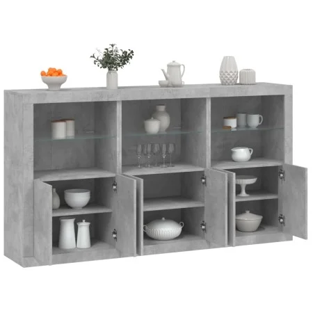 Concrete gray sideboard with LED lights 181.5x37x100 cm by , Sideboards - Ref: Foro24-3209152, Price: 213,43 €, Discount: %
