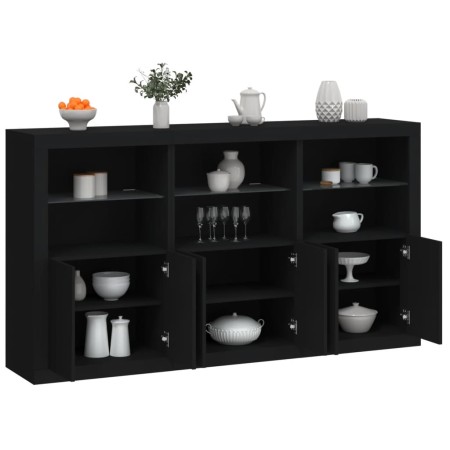 Sideboard with LED lights black 181.5x37x100 cm by , Sideboards - Ref: Foro24-3209150, Price: 224,73 €, Discount: %