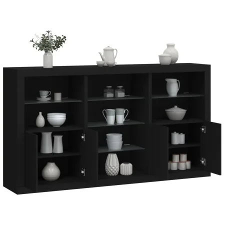 Sideboard with LED lights black 181.5x37x100 cm by , Sideboards - Ref: Foro24-3209178, Price: 231,22 €, Discount: %