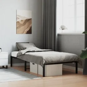 Black metal bed frame 90x200 cm by , Beds and slatted bases - Ref: Foro24-373648, Price: 66,67 €, Discount: %
