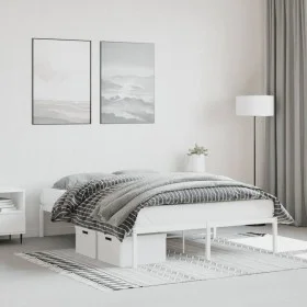 White metal bed frame 140x200 cm by , Beds and slatted bases - Ref: Foro24-373674, Price: 82,67 €, Discount: %