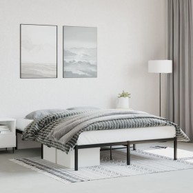 Black metal bed frame 150x200 cm by , Beds and slatted bases - Ref: Foro24-373657, Price: 94,66 €, Discount: %