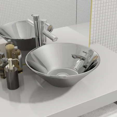 Lavabo 42x14 cm cerámica plateado de vidaXL, Lavabos - Ref: Foro24-143493, Precio: 52,33 €, Descuento: %