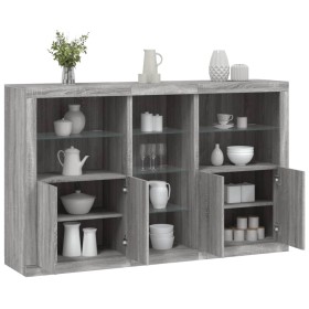 Sideboard with LED lights Sonoma gray 162x37x100 cm by , Sideboards - Ref: Foro24-3209175, Price: 270,35 €, Discount: %