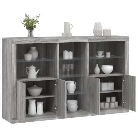 Aparador con luces LED gris Sonoma 162x37x100 cm de , Aparadores - Ref: Foro24-3209175, Precio: 263,54 €, Descuento: %