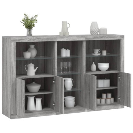 Sideboard with LED lights Sonoma gray 162x37x100 cm by , Sideboards - Ref: Foro24-3209175, Price: 269,18 €, Discount: %