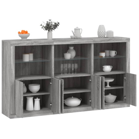 Sideboard mit LED-Leuchten Sonomagrau 181,5x37x100 cm von , Sideboards - Ref: Foro24-3209154, Preis: 300,60 €, Rabatt: %
