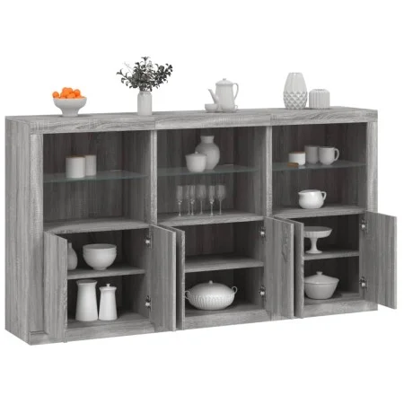 Sideboard with LED lights Sonoma gray 181.5x37x100 cm by , Sideboards - Ref: Foro24-3209154, Price: 287,47 €, Discount: %