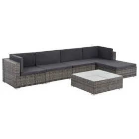 6-teiliges Gartenmöbel-Set und graue synthetische Rattankissen von vidaXL, Gartensets - Ref: Foro24-44607, Preis: 537,83 €, R...