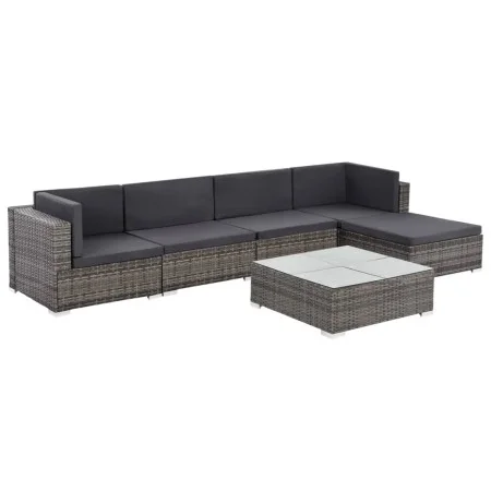 6-teiliges Gartenmöbel-Set und graue synthetische Rattankissen von vidaXL, Gartensets - Ref: Foro24-44607, Preis: 537,83 €, R...
