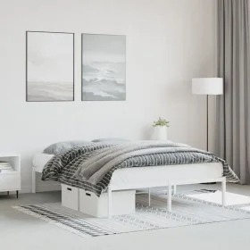 White metal bed frame 140x190 cm by , Beds and slatted bases - Ref: Foro24-373673, Price: 85,12 €, Discount: %