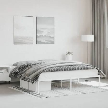 Bettgestell aus weißem Metall, 183 x 213 cm von , Betten und Lattenroste - Ref: Foro24-373678, Preis: 90,74 €, Rabatt: %