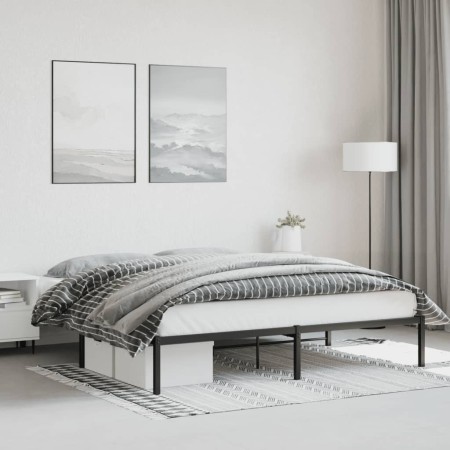 Estructura de cama de metal negro 180x200 cm de , Camas y somieres - Ref: Foro24-373659, Precio: 94,28 €, Descuento: %