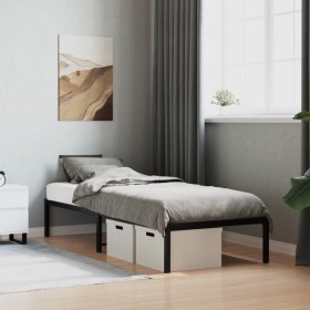 Black metal bed frame 80x200 cm by , Beds and slatted bases - Ref: Foro24-373646, Price: 60,56 €, Discount: %