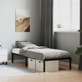 Black metal bed frame 80x200 cm by , Beds and slatted bases - Ref: Foro24-373646, Price: 58,88 €, Discount: %