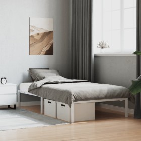 White metal bed frame 100x190 cm by , Beds and slatted bases - Ref: Foro24-373667, Price: 56,77 €, Discount: %