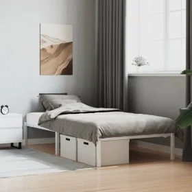 White metal bed frame 100x190 cm by , Beds and slatted bases - Ref: Foro24-373667, Price: 55,93 €, Discount: %