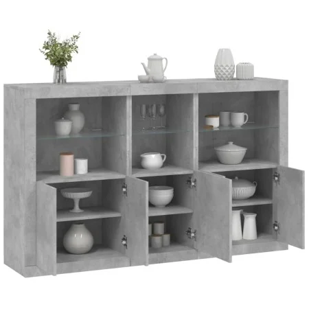 Sideboard with LED lights in concrete gray 162x37x100 cm by , Sideboards - Ref: Foro24-3209145, Price: 210,89 €, Discount: %