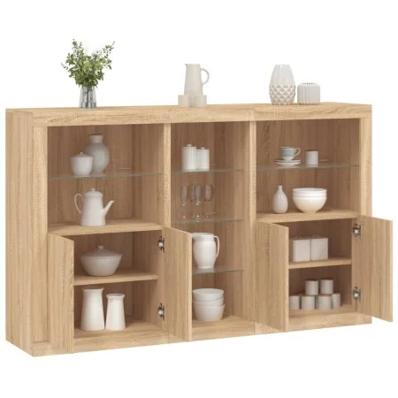 Sideboard with Sonoma oak LED lights 162x37x100 cm by , Sideboards - Ref: Foro24-3209172, Price: 207,18 €, Discount: %