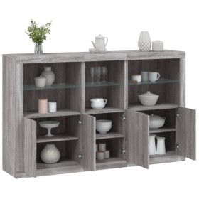 Sideboard with Sonoma grey LED lights 162x37x100 cm by , Sideboards - Ref: Foro24-3209147, Price: 284,27 €, Discount: %
