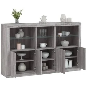 Sideboard with Sonoma grey LED lights 162x37x100 cm by , Sideboards - Ref: Foro24-3209147, Price: 278,07 €, Discount: %