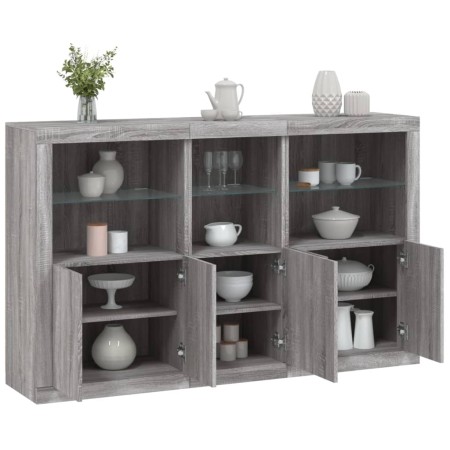 Sideboard with Sonoma grey LED lights 162x37x100 cm by , Sideboards - Ref: Foro24-3209147, Price: 284,27 €, Discount: %
