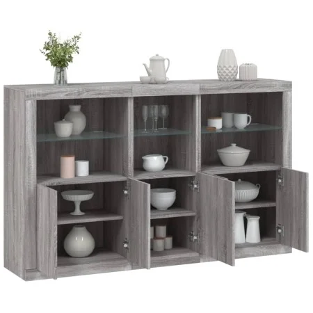 Sideboard with Sonoma grey LED lights 162x37x100 cm by , Sideboards - Ref: Foro24-3209147, Price: 278,07 €, Discount: %