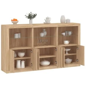 Sideboard with Sonoma oak LED lights 181.5x37x100 cm by , Sideboards - Ref: Foro24-3209151, Price: 215,76 €, Discount: %
