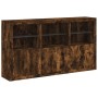 Sideboard with smoked oak LED lights 181.5x37x100 cm by , Sideboards - Ref: Foro24-3209153, Price: 274,68 €, Discount: %