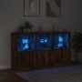 Sideboard with smoked oak LED lights 181.5x37x100 cm by , Sideboards - Ref: Foro24-3209153, Price: 274,68 €, Discount: %