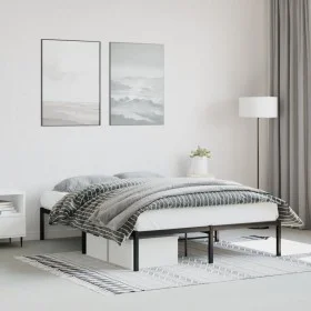 Black metal bed frame 140x200 cm by , Beds and slatted bases - Ref: Foro24-373656, Price: 87,11 €, Discount: %