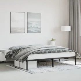 Schwarzer Metallbettrahmen 193x203 cm von , Betten und Lattenroste - Ref: Foro24-373661, Preis: 91,37 €, Rabatt: %