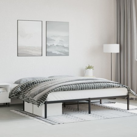 Estructura de cama de metal negro 193x203 cm de , Camas y somieres - Ref: Foro24-373661, Precio: 92,67 €, Descuento: %