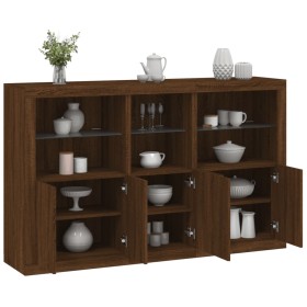 Aparador con luces LED roble marrón 162x37x100 cm by , Sideboards - Ref: Foro24-3209148, Price: 260,16 €, Discount: %
