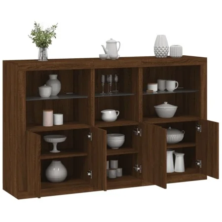 Aparador con luces LED roble marrón 162x37x100 cm by , Sideboards - Ref: Foro24-3209148, Price: 252,76 €, Discount: %