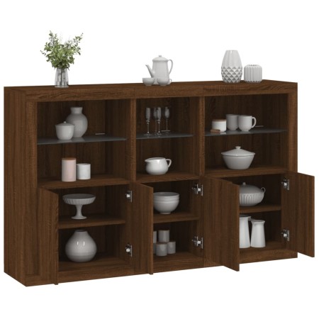 Aparador con luces LED roble marrón 162x37x100 cm by , Sideboards - Ref: Foro24-3209148, Price: 260,16 €, Discount: %