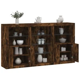 Aparador con luces LED roble ahumado 181,5x37x100 cm by , Sideboards - Ref: Foro24-3209181, Price: 266,18 €, Discount: %