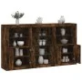 Aparador con luces LED roble ahumado 181,5x37x100 cm by , Sideboards - Ref: Foro24-3209181, Price: 266,18 €, Discount: %