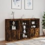 Aparador con luces LED roble ahumado 181,5x37x100 cm by , Sideboards - Ref: Foro24-3209181, Price: 274,27 €, Discount: %