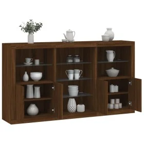 Aparador con luces LED roble marrón 181,5x37x100 cm by , Sideboards - Ref: Foro24-3209183, Price: 247,52 €, Discount: %