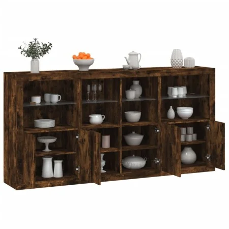 Aparador con luces LED roble ahumado 202x37x100 cm by , Sideboards - Ref: Foro24-3209160, Price: 315,13 €, Discount: %