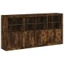 Aparador con luces LED roble ahumado 202x37x100 cm by , Sideboards - Ref: Foro24-3209160, Price: 315,13 €, Discount: %