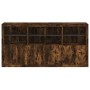 Aparador con luces LED roble ahumado 202x37x100 cm by , Sideboards - Ref: Foro24-3209160, Price: 324,58 €, Discount: %