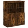 Aparador con luces LED roble ahumado 202x37x100 cm by , Sideboards - Ref: Foro24-3209160, Price: 315,13 €, Discount: %