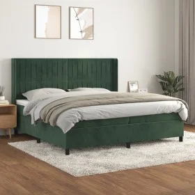 Box spring bed with dark green velvet mattress 200x200 cm by , Beds and slatted bases - Ref: Foro24-3132822, Price: 719,84 €,...