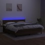 Box spring bed mattress LED lights dark brown fabric 160x200cm by , Beds and slatted bases - Ref: Foro24-3133168, Price: 504,...